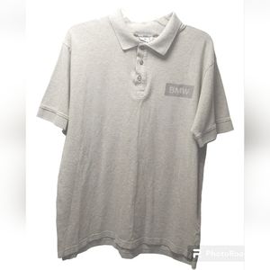 BMW Logo Polo Shirt Golf Heathered Grey Casual Dad Outdoors Motorhead Cars Sz XL